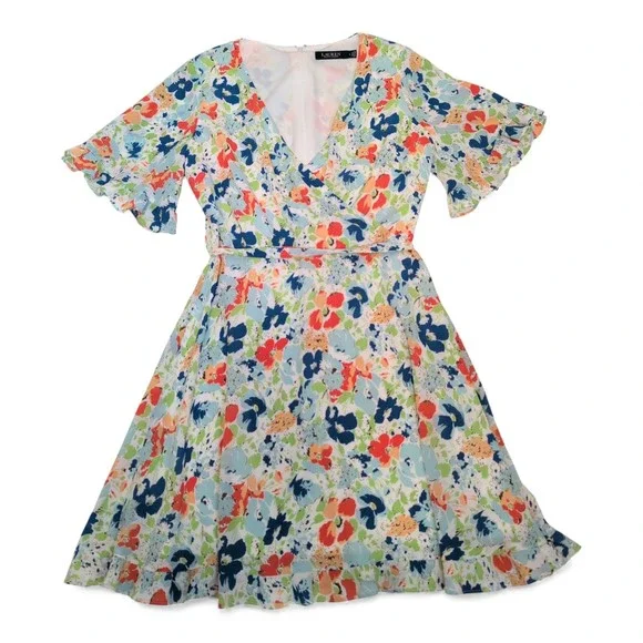 Lauren Ralph Lauren Floral Fit & Flare Dress Size 8 - Picture 1 of 10